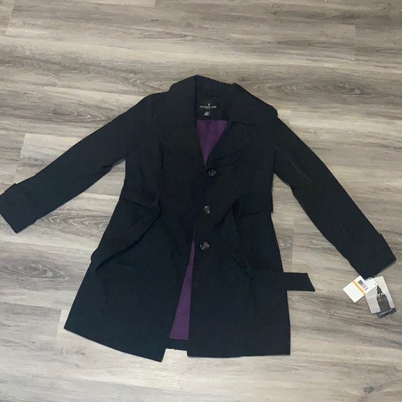 London Fog Jackets & Blazers - NWT Women’s Black Double Collar Belted Coat Jacket London Fog size Small Petite